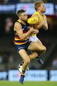 AFL 2017 JLT Community Series - Richmond v Adelaide Brodie Smith and Nick Vlastuin compete for the ball - ${keywords}